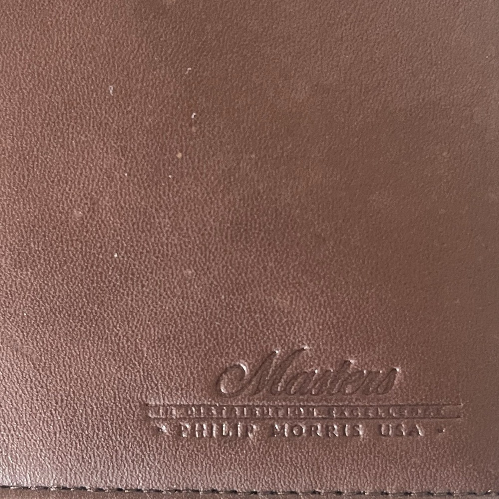 Vintage Philip Morris Masters Brown Leather Bifold Wallet Card & Checkbook Promo